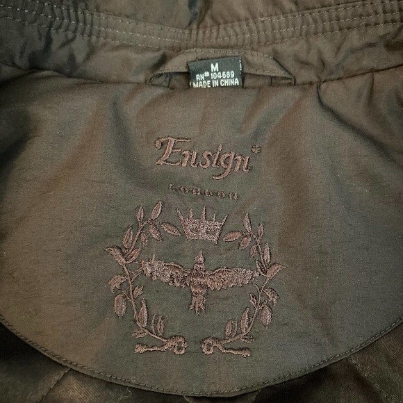 Ensign Coat Womens Sz M Brown Belted Snap Button Puff Insulated Softshell Trench - Picture 6 of 9